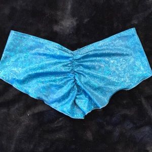 iHeartRaves sparkly blue scrunch booty shorts